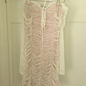NWT tight white ruffle dress size L